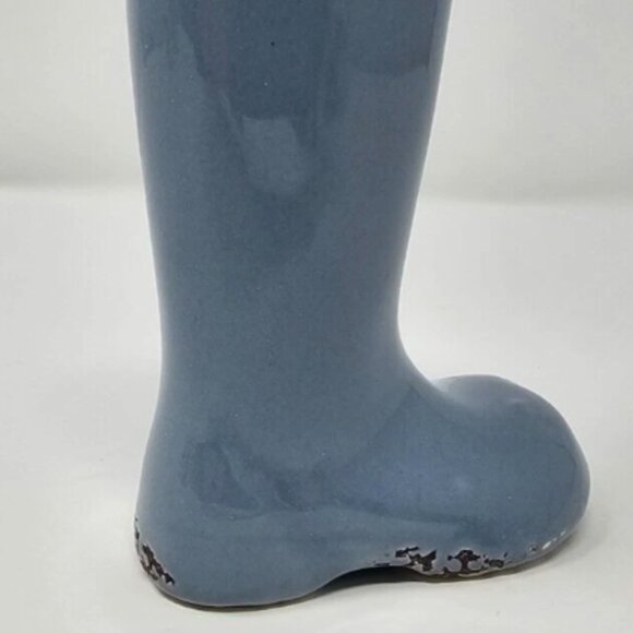 Light Blue Mini Rain Boot Planter Vase Rustic Stoneware - Picture 3 of 6